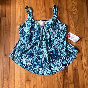 Avenue NWT Women's Blue Multi Swimsuit Tankini Top Size  28
